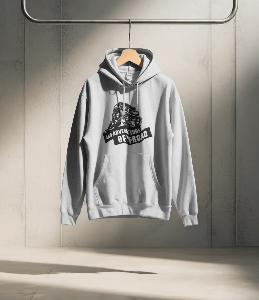 "4x4 Adventure Offroad" Hoodie! This stylish light gray hoodie