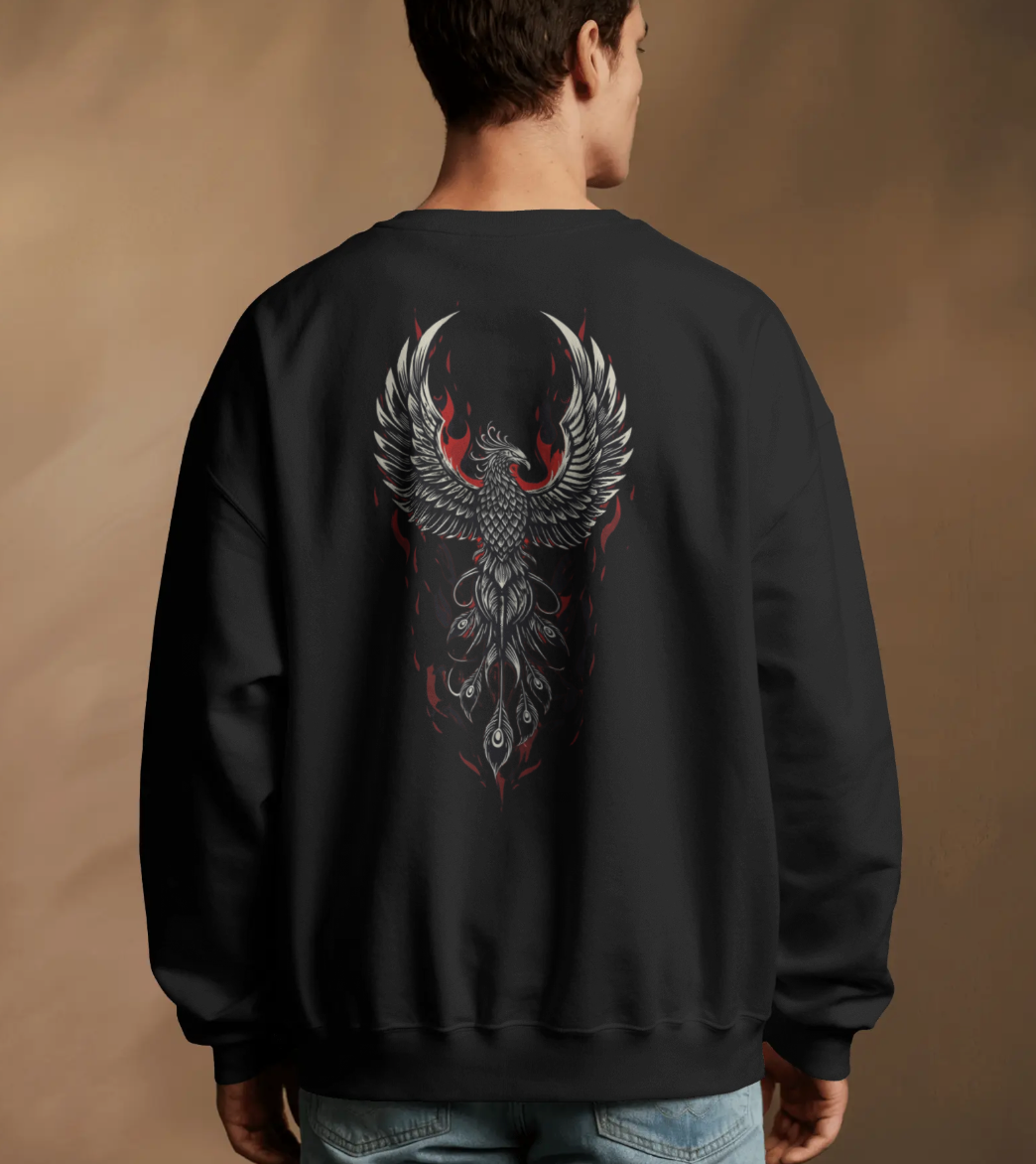 🔥 Phoenix Rising Back Print Sweatshirt | Heavyweight 320 GSM Fleece