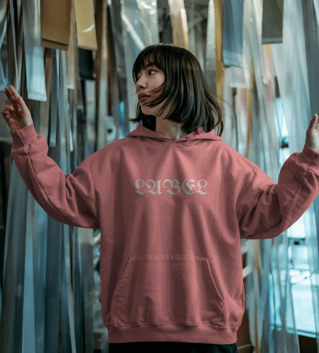 LABEL Gothic Print Oversized Hoodie