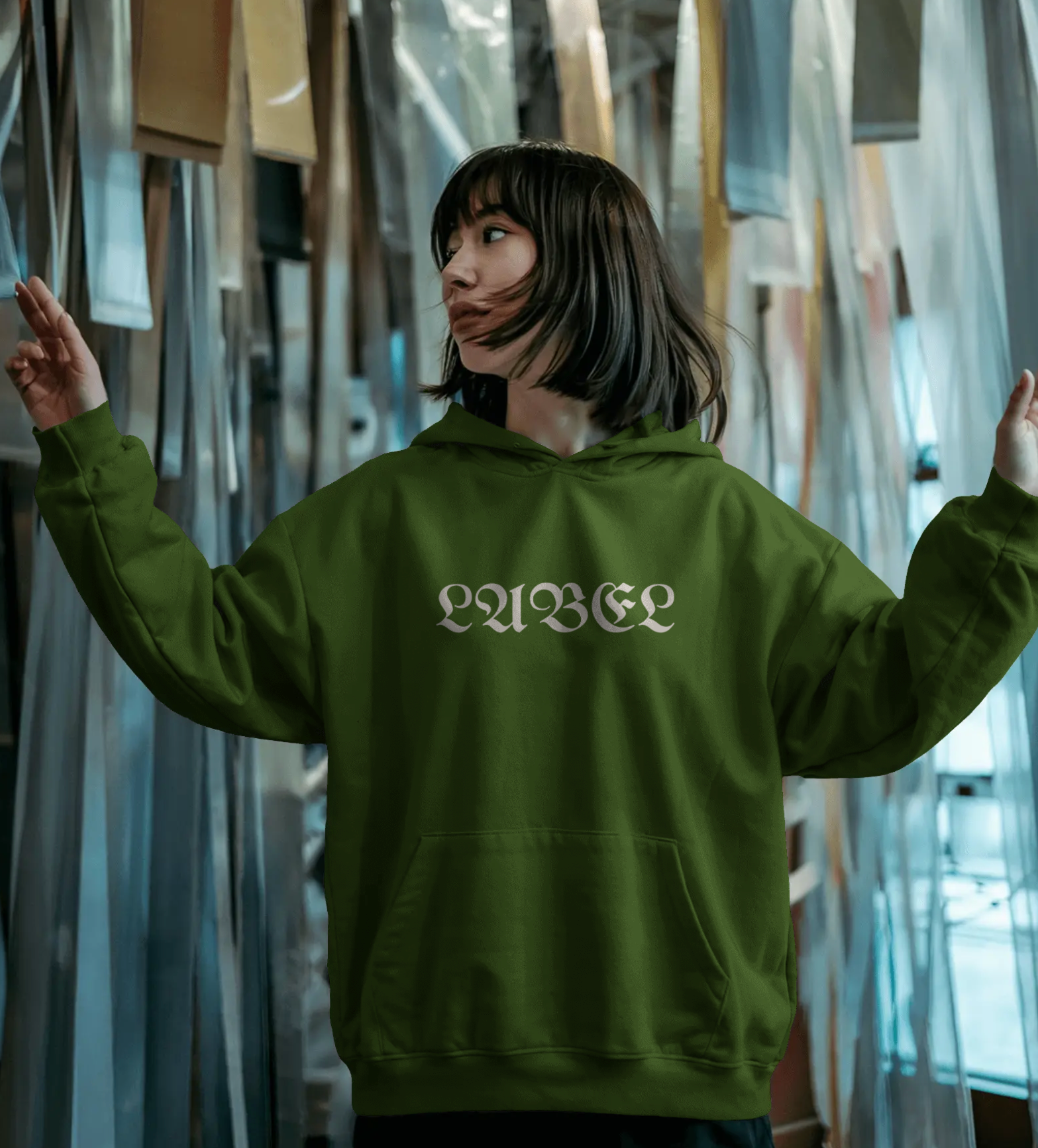 LABEL Gothic Print Oversized Hoodie