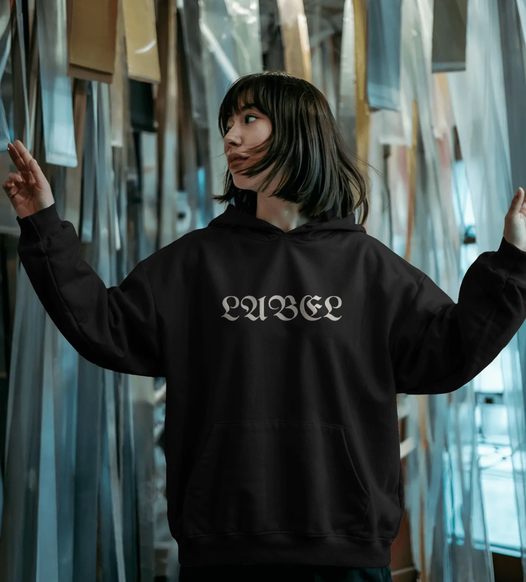 LABEL Gothic Print Oversized Hoodie
