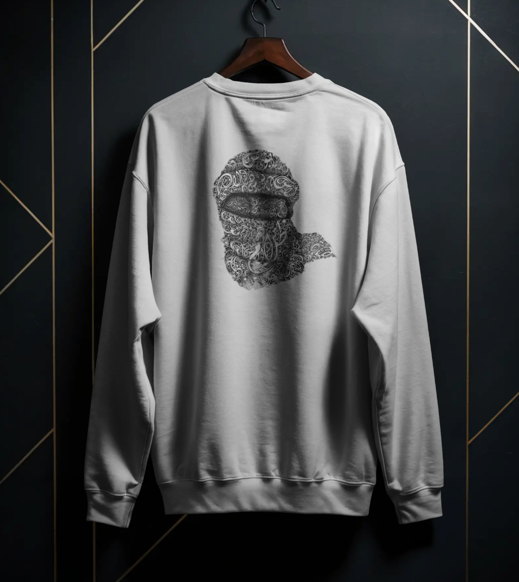 🎭 'Veiled Figure' Intricate Back Print Sweatshirt | Heavyweight 320 GSM Fleece