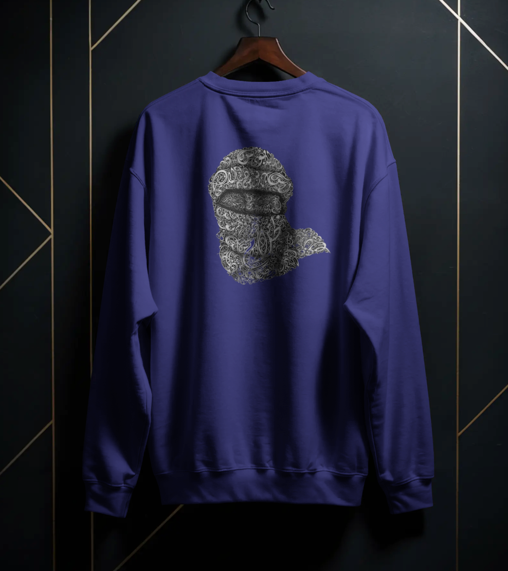 🎭 'Veiled Figure' Intricate Back Print Sweatshirt | Heavyweight 320 GSM Fleece